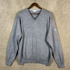 Peter Millar‎ Sweater Mens 2XL Gray Merino Wool V Neck Pullover Holliday Farms